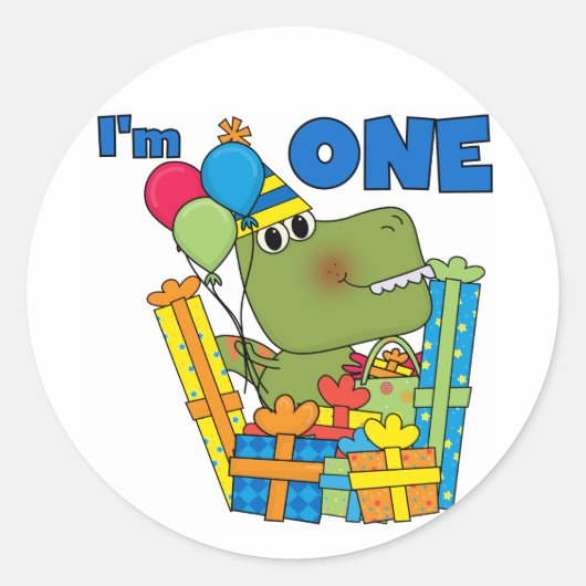 Little Dino 1st Birthday T shirten en geschenken Ronde Sticker (Voorkant)