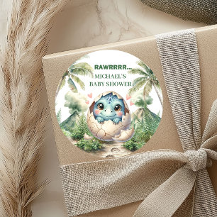 Little Dino Baby Shower Stickers Komen Eraan