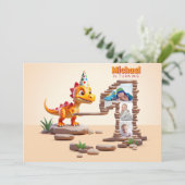 Little Dino Dragon | 1e verjaardag groot aantal fo Kaart (Staand voorkant)