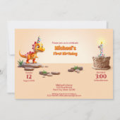 Little Dino Dragon | 1e verjaardag groot aantal fo Kaart (Achterkant)