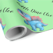Little Dino on the Way Baby shower Wrapping Paper Cadeaupapier (Rol Hoek)