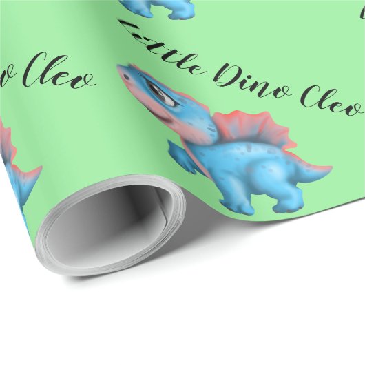 Little Dino on the Way Baby shower Wrapping Paper Cadeaupapier (Rol Hoek)