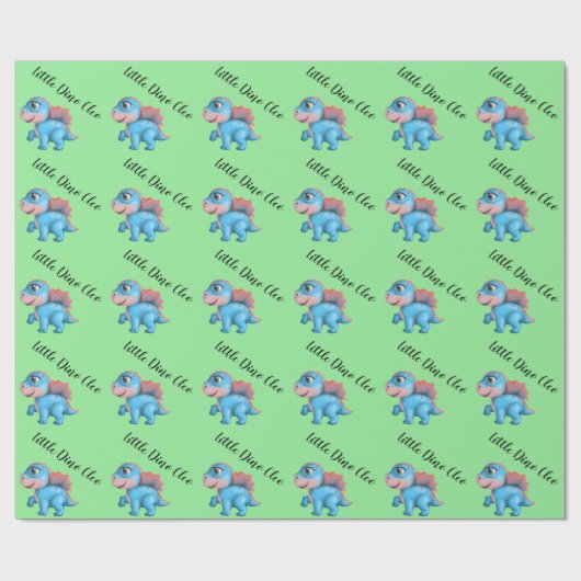 Little Dino on the Way Baby shower Wrapping Paper Cadeaupapier (Vlak)