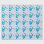 Little Dino on the Way Baby shower Wrapping Paper Cadeaupapier (Vlak)