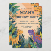 Little Dino Party Invitation (Devant / Derrière)