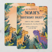 Little Dino Party Invitation Kaart (Voorkant / Achterkant)