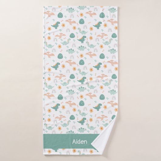 Little Dino Personalized kinder Badhanddoek (Badhanddoek)