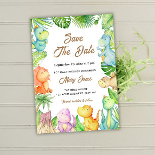 Little Dinosaur Baby Shower Save The Date Kaart