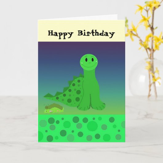 Little Dinosaur Birthday Kaart (Gele Bloem)