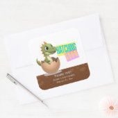 Little Dinosaur Hatching Soon Vierkante Sticker (Envelop)