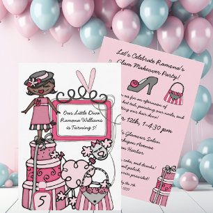 Little Diva Girls Makoverspa Day Birthday Invite Kaart