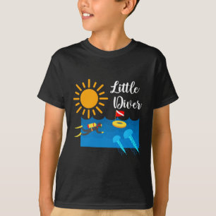 Little Diver met Jelly Fish - Kinderen Basic T-Shi T-shirt