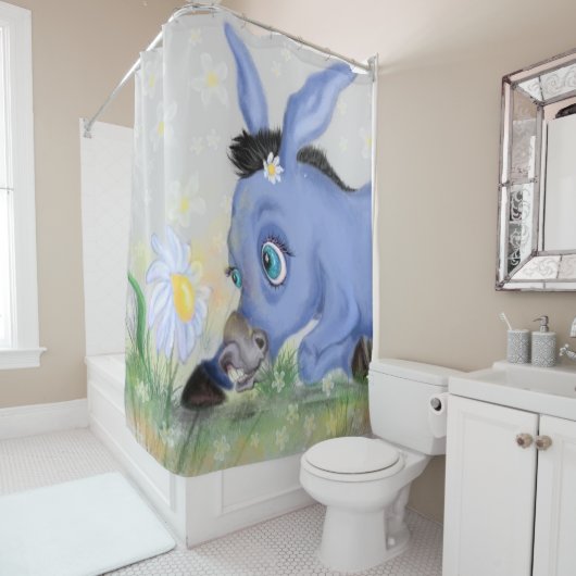 Little Donkey en Daisy - Cute Douchegordijn (In situ)