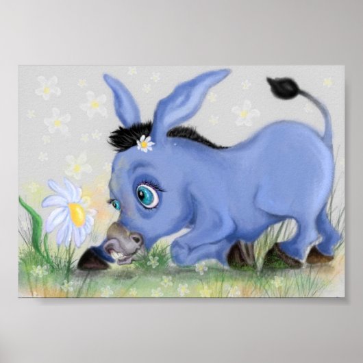 Little Donkey en Daisy Poster Schilderen Uw Tekst (Voorkant)