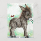 Little Donkey wonk en birdy vriend Robin Briefkaart (Voorkant)