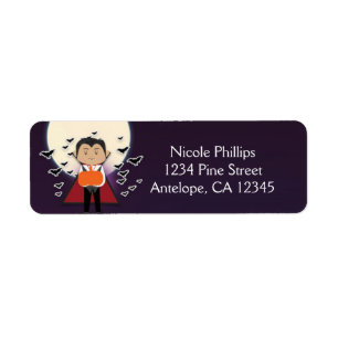 Little Dracula Halloween-feestadreslabels Etiket