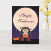 Little Dracula Vampire Kinder Halloween Fold Kaart (Gele Bloem)