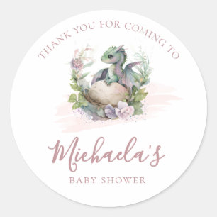 Little Dragon Baby shower Bedankt Ronde Sticker