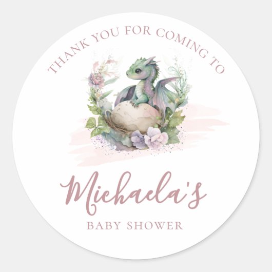 Little Dragon Baby shower Bedankt Ronde Sticker (Voorkant)