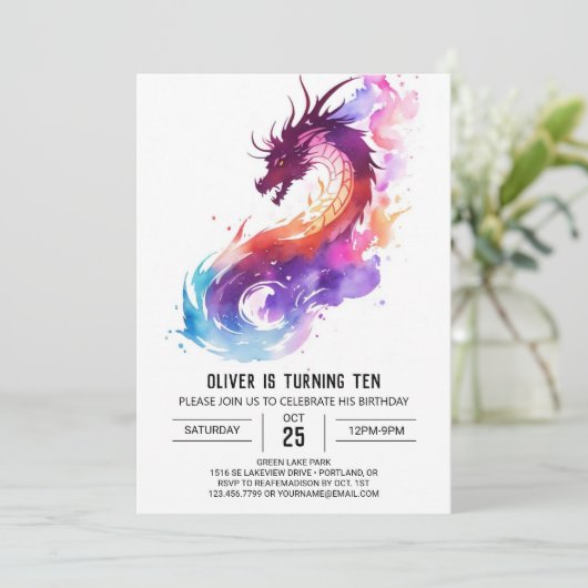 Little Dragon Fantasy Verjaardag Kaart (Staand voorkant)