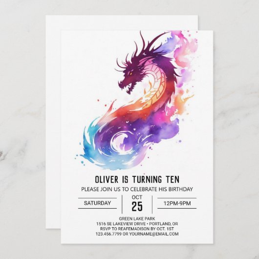 Little Dragon Fantasy Verjaardag Kaart (Voorkant / Achterkant)