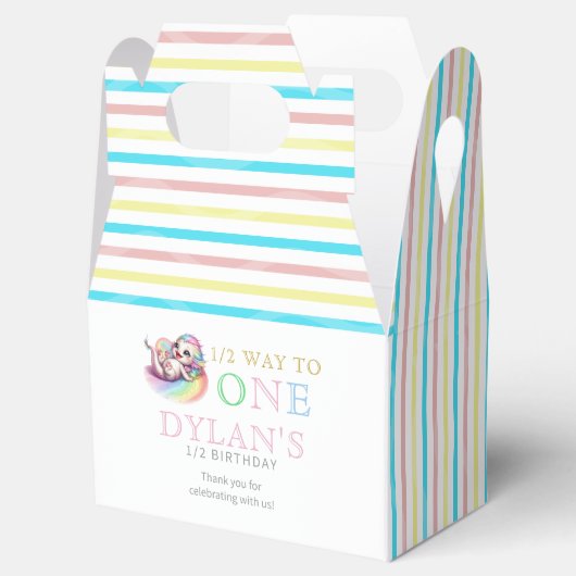 Little Dragon Halfway to One Pink 6 maanden Verjaa Bedankdoosjes (Geopend)