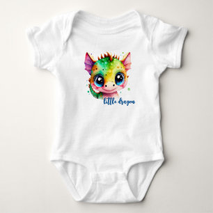 Little Dragon met grote ogen schattige waterverf Romper