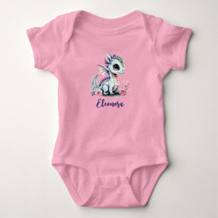 Little Dragon roze bewerkbare leuke waterverf Romper