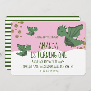 Little Dragons Glitter en Clouds Birthday Party Kaart