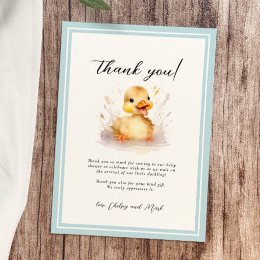 Little Duck Baby shower Dank je wel kaart