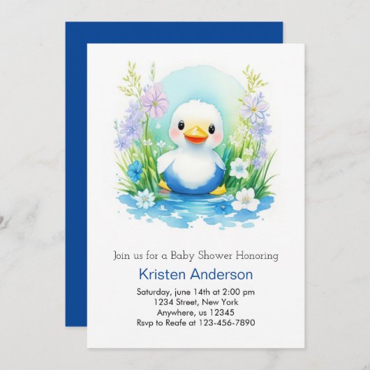 Little Duck Boy Baby shower Kaart (Voorkant / Achterkant)