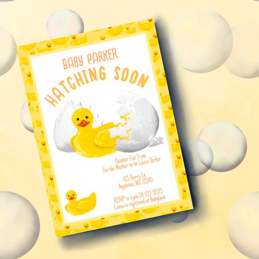 Little Duck Hatching Soon Baby Shower Invitation