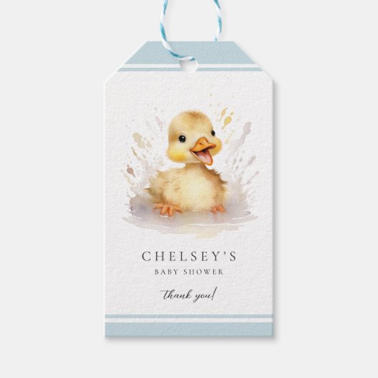 Little Duckling Baby shower Blue Gift Label Cadeaulabel (Voorkant)