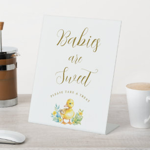 Little Duckling Duck Baby shower Baby's zijn zoet Reclamebord Met Voetstuk