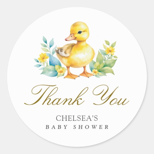 Little Duckling Duck Baby shower Bedankt Ronde Sticker (Voorkant)