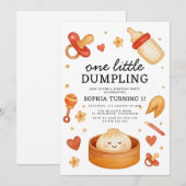 Little Dumpling 1e verjaardag Kaart (Voorkant / Achterkant)