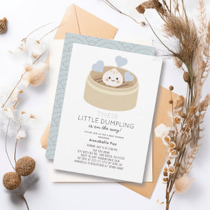 Little Dumpling Blue Baby shower Invitation Kaart