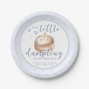 Little Dumpling Blue Waterverf Baby shower Papieren Bordje