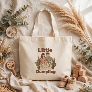 Little Dumpling Cute Parents-to-be Baby Shower Grote Tote Bag