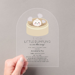 Little Dumpling Grey Genderneutraal Baby shower Acryl Uitnodigingen