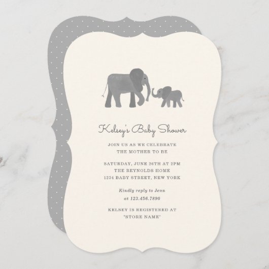 Little Elephant Baby shower Invite Kaart (Voorkant / Achterkant)