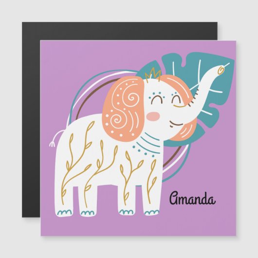 Little Elephant Boho aangepaste naam (Voorkant / Achterkant)