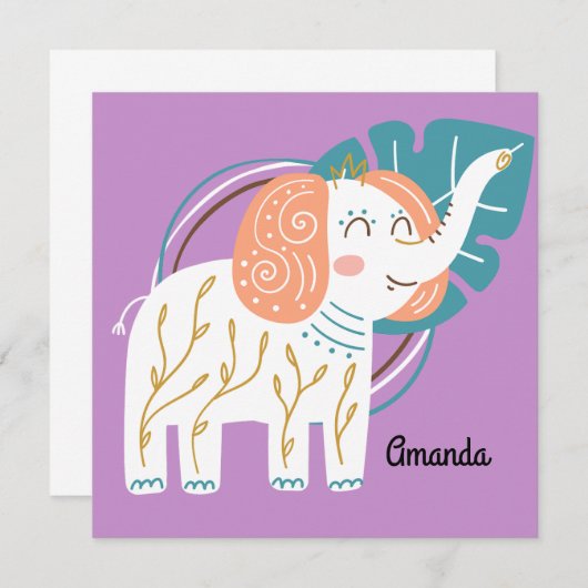 Little Elephant Boho aangepaste naam (Voorkant / Achterkant)