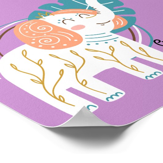 Little Elephant Boho aangepaste naam Poster (Hoek)