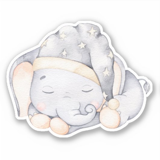 Little Elephant Cute Animal Sticker (Voorkant)