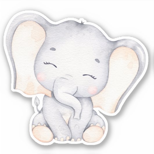 Little Elephant Cute Animal Sticker (Voorkant)