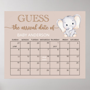 Little Elephant eens Due Date Calendar Poster