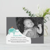 Little Elephant Faire-part de naissance (bleu) (Debout devant)
