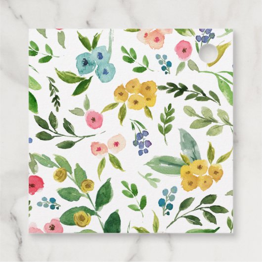 Little Elephant Floral Baby shower Dank u Bedankjes Labels (Achterkant)