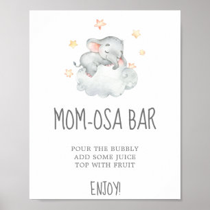 Little Elephant Girl Baby shower Mam-osa Bar Sign Poster
